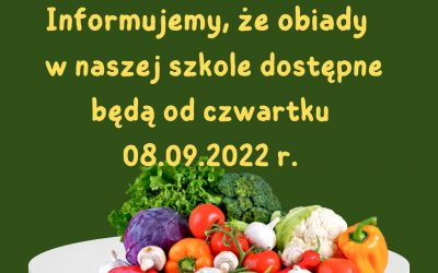 Informacja dotycząca obiadów szkolnych.