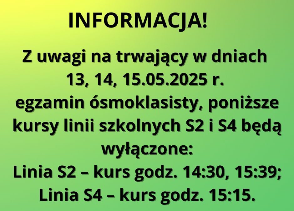 INFORMACJA ! – maj 2025